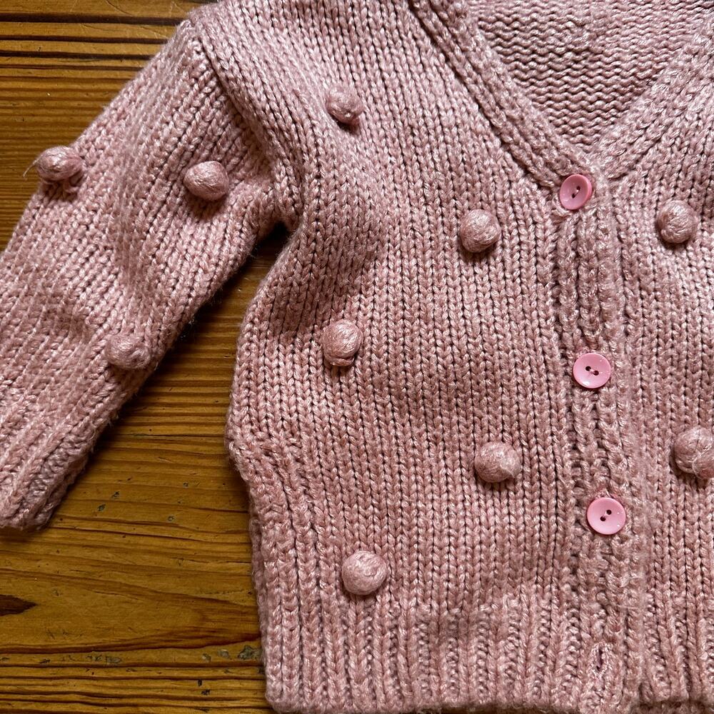 Pink toddler knit pompom button cardigan sweater SIZE 2T - Picture 3 of 4
